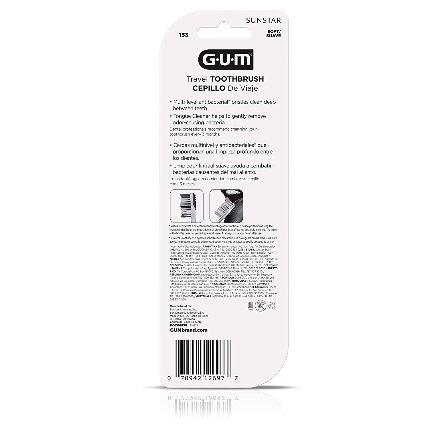 Gum Toothbrush Travel Folding Soft 2ea, 2count
