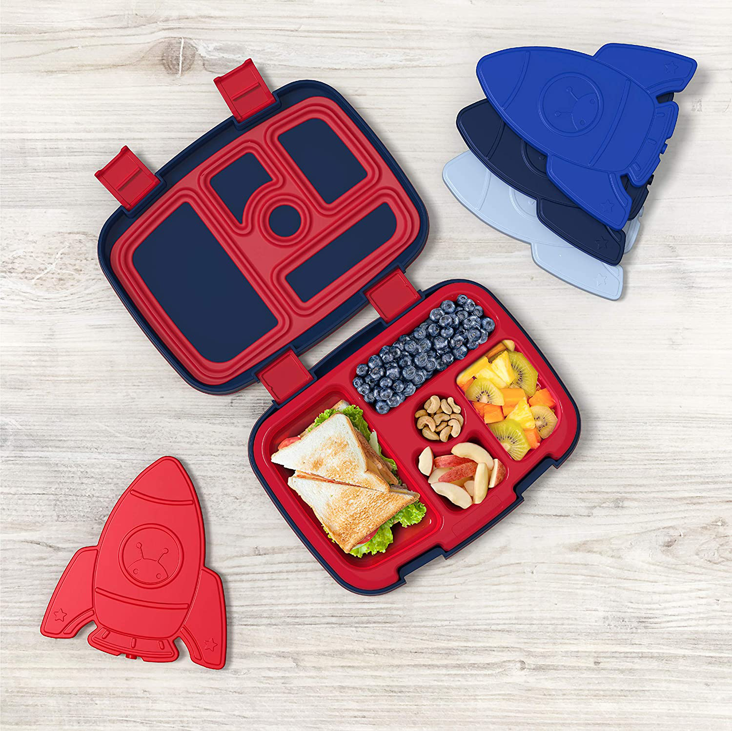 Bentgo Buddies Reusable Ice Packs - Slim Ice Packs for Lunch Boxes, Lunch Bags and Coolers - Multicolored 4 Pack (Rocket)