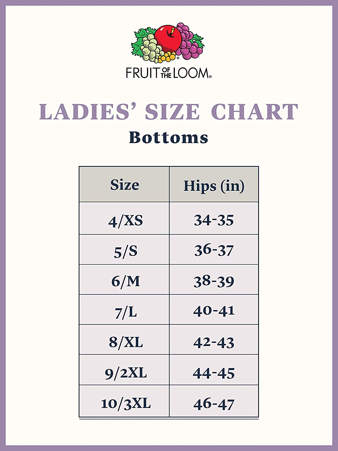 Women's Fruit of the Loom 6 Pack Hipster Covered Waistband