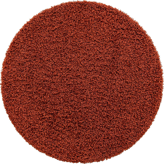 Unique Loom Solo Solid Shag Collection Area Modern Plush Rug Lush & Soft, 4' 0 x 4' 0, Terracotta