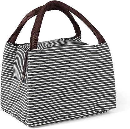 Lunch Bag Tote - Insulated Waterproof Work Containers for Men and Women - Stylish Canvas Food Organizer (Black)