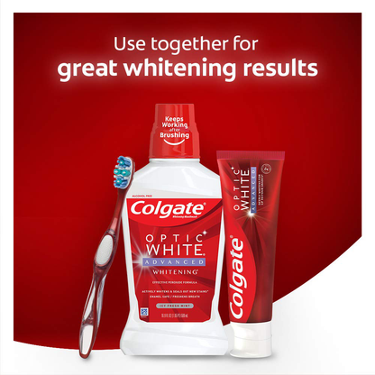 Colgate Optic White Advanced Teeth Whitening Toothpaste with Fluoride, 2% Hydrogen Peroxide, Sparkling White - 3.2 Ounce (3 Pack)