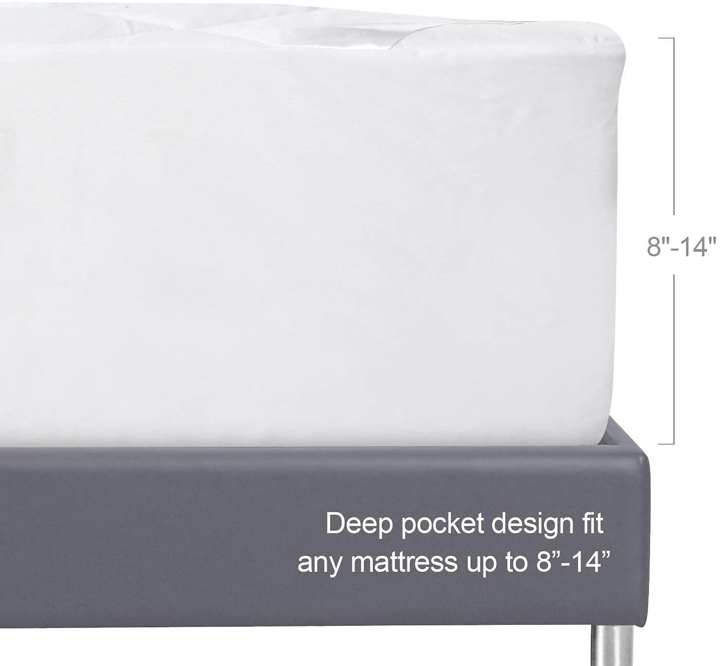 Queen Mattress Pad Waterproof, Breathable Quilted Fitted Mattress Protector, Durable Mattress Cover Down Alternative Filling with Deep Pocket Stretches up to 18 Inch