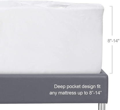 Queen Mattress Pad Waterproof, Breathable Quilted Fitted Mattress Protector, Durable Mattress Cover Down Alternative Filling with Deep Pocket Stretches up to 18 Inch
