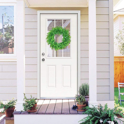 U'Artlines 17" Front Door Wreaths Artificial Spring Summer Greenery Hanging Garland for Home Wedding Wall Window Decoration (17'' Boxwood)