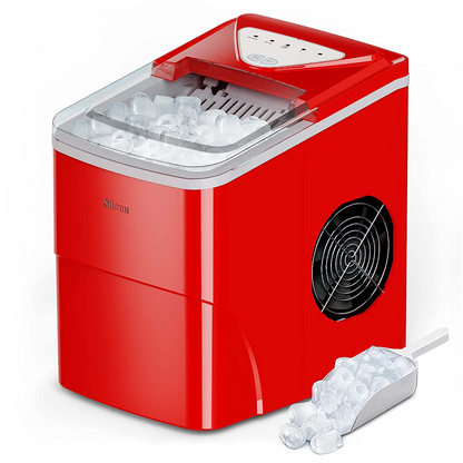 Self-Cleaning Countertop Ice Machine with Ice Scoop and Basket 