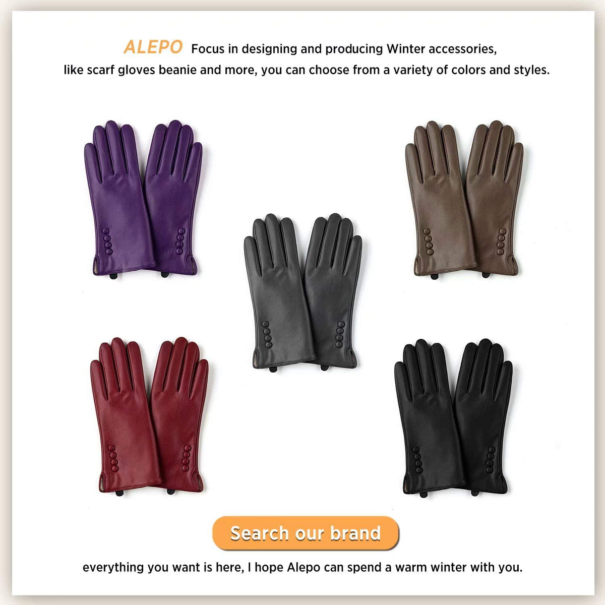 Winter Faux Leather Gloves Warm Thermal Touchscreen With Wool Lining