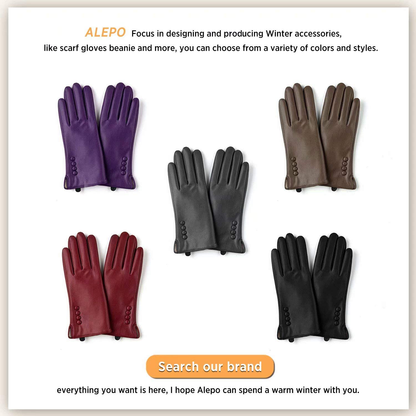 Winter Faux Leather Gloves Warm Thermal Touchscreen With Wool Lining