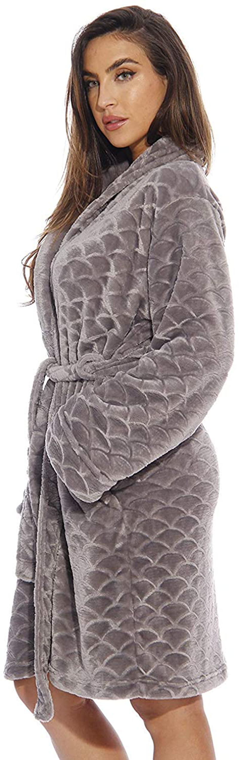 Just Love Kimono Robe Velour Chevron Texture Bath Robes for Women