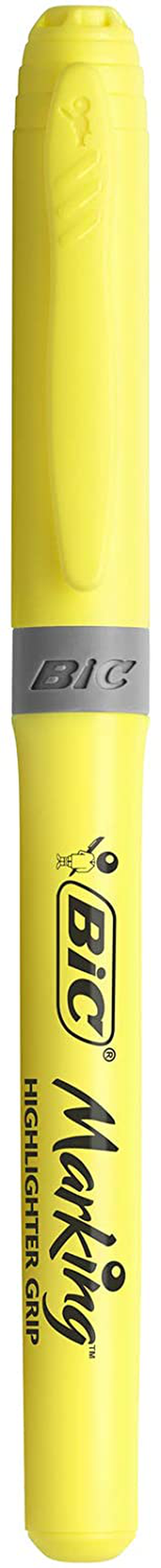 BIC Brite Liner Grip Highlighter, Chisel Tip, Yellow, 12-Count