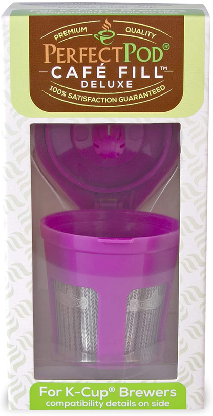 Cafe Fill Deluxe by Perfect Pod Reusable K Cup Coffee Pod | Compatible with Keurig 2.0 1.0 K-Mini Plus K-Classic K-Elite K-Latte K-Compact K-Cafe & Select Other Single Serve Coffee Makers