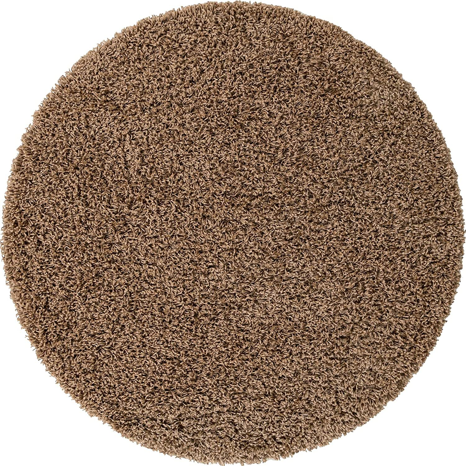 Unique Loom Solo Solid Shag Collection Area Modern Plush Rug Lush & Soft, 4' 0 x 4' 0, Cocoa