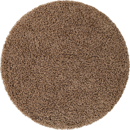 Unique Loom Solo Solid Shag Collection Area Modern Plush Rug Lush & Soft, 4' 0 x 4' 0, Cocoa