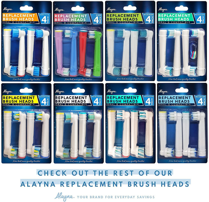 Replacement Brush Heads for Oral B Braun- Compatible with Oral-B White, Power, Clean, Kids, Soft, Black, Action, and more