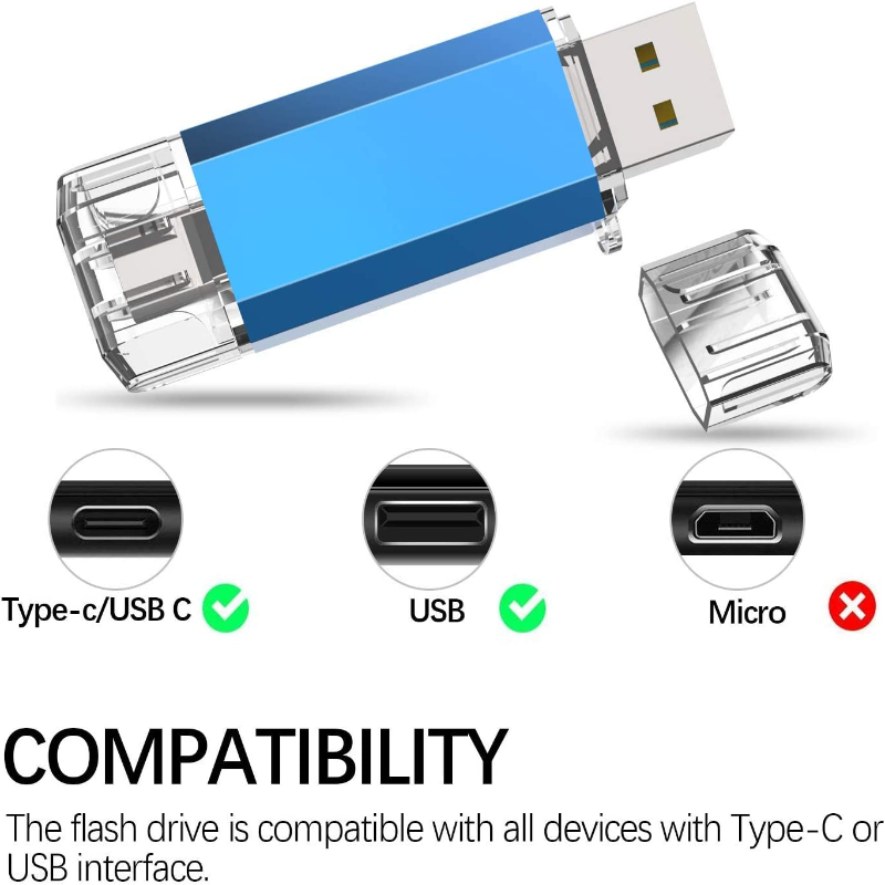 Dual USB 3.0 Type C Dual OTG Flash Drive Thumb Drive Memory Stick