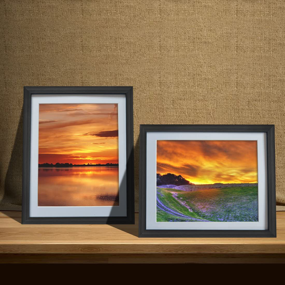 8x10 Black Picture Frames with Mat for Wall or Table Top Decoration, Set of 6