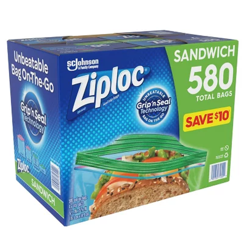 580 Count Ziploc Sandwich Bag 6.5" x 6"