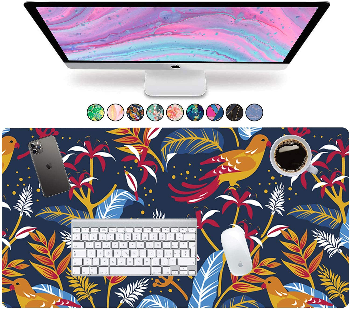 French Koko Large Mouse Pad, Desk Mat, Keyboard Pad, Desktop Home Office School Essentials College Cute Decor Big Extended Laptop Protector Computer Accessories Pretty Mousepad Women Girls XL