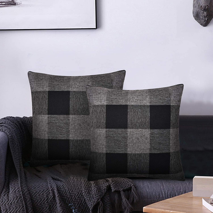 Set of 2 Lumbar Throw Pillow Covers Farmhouse Classic Retro Checkers Plaids Cotton Linen Decorative Square Pillowcase Cushion Cover for Sofa Bedroom Car