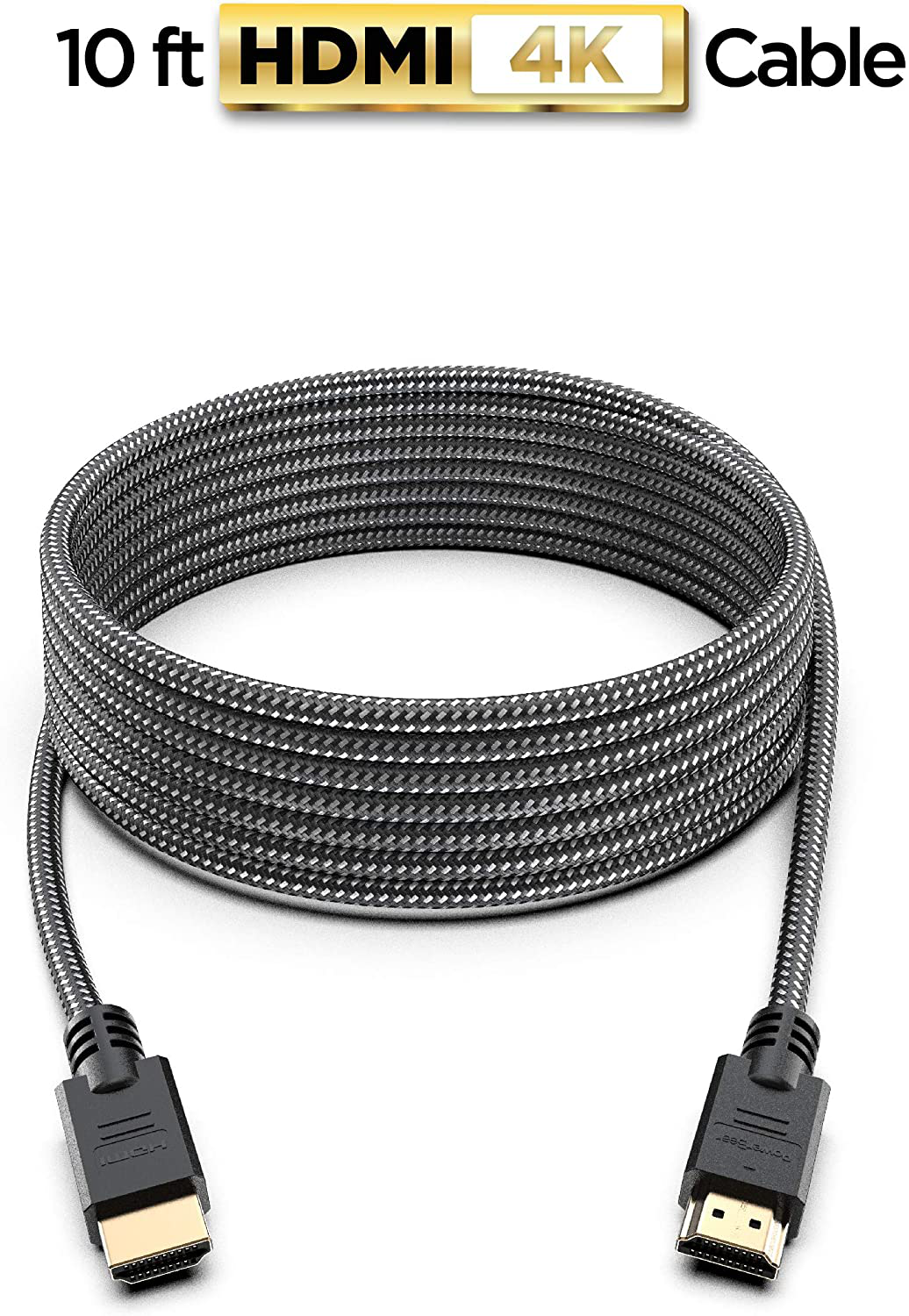 Multi Pack PowerBear 4K HDMI Cables Braided Nylon & Gold Connectors, 4K @ 60Hz, Ultra HD, 2K, 1080P, ARC & CL3 Rated