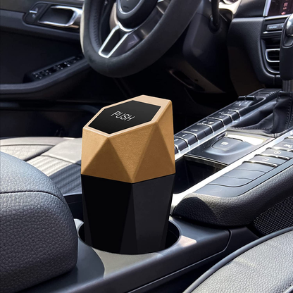 SZEOF Car Trash Can with Lid,Portable Vehicle Auto Car Garbage Can,Diamond Design Mini Garbage Bin for Automotive Car, Home, Office, Kitchen, Bedroom(1 Pack,Black)