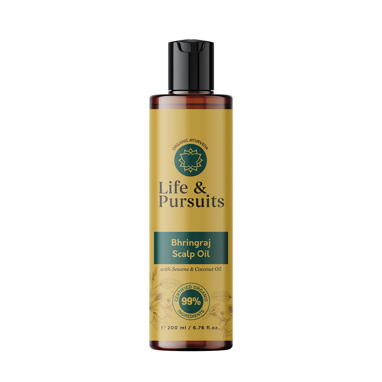 Life & Pursuits Organic Hair Growth Oil (6.76 fl oz) - Ayurvedic Scalp Therapy Oil for Healthy Hair, Goodness of Bhringraj, Amla, Coconut, Sesame, Almond, Onion, & Castor Oil