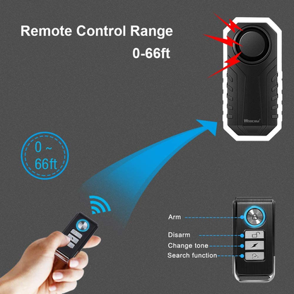 Wireless Vibration Motion Sensor 113dB Bike Alarm with Remote