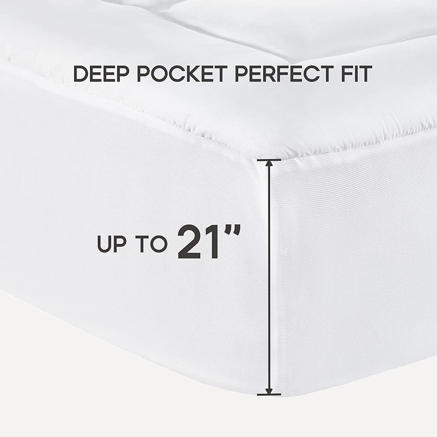 SONIVE Quilted Mattress Pad Soft Fluffy Pillow Top Mattress Cover Down Alternative Fill Topper Streches up to 21 Inches Deep Pocket (White, King)