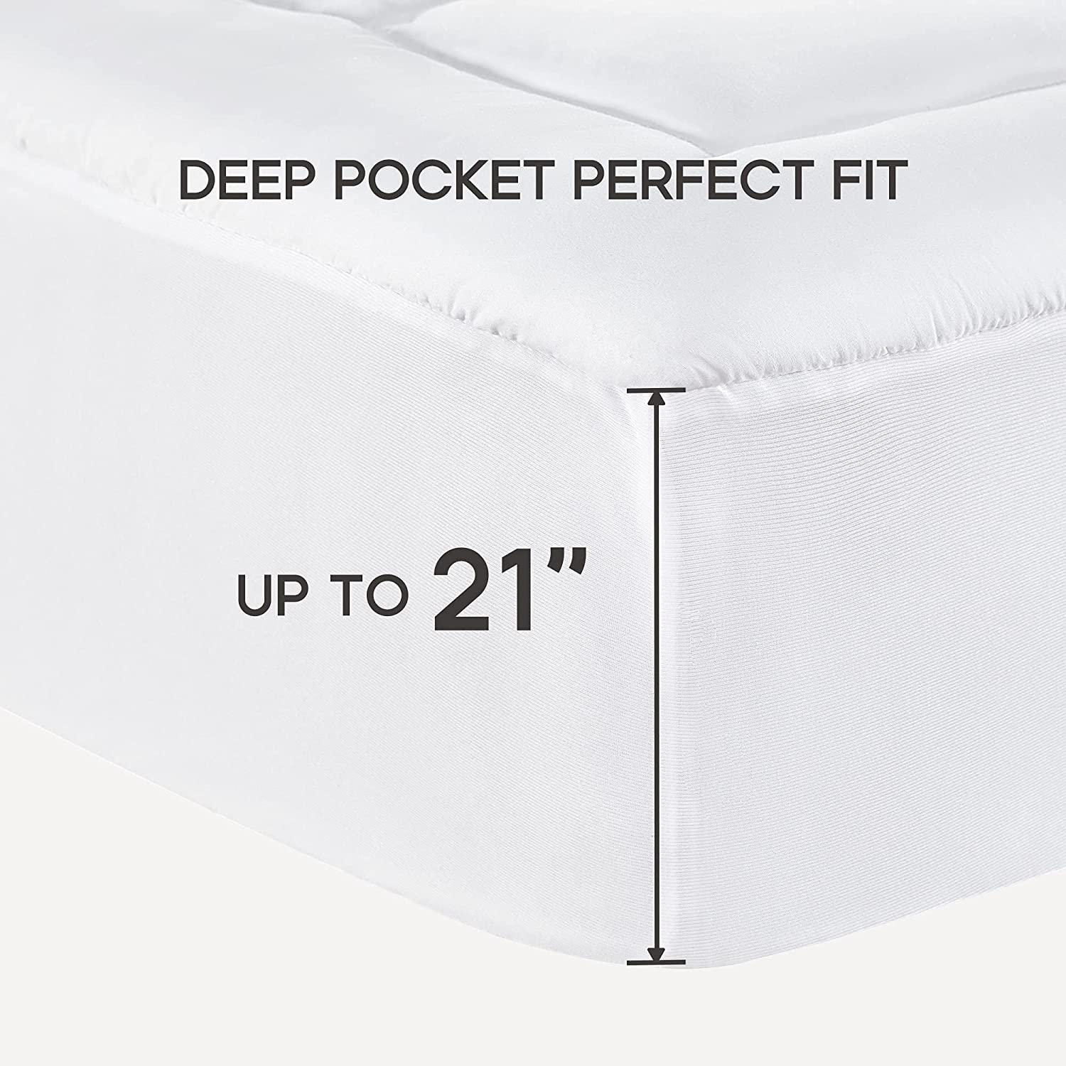SONIVE Quilted Mattress Pad Soft Fluffy Pillow Top Mattress Cover Down Alternative Fill Topper Streches up to 21 Inches Deep Pocket (White, King)