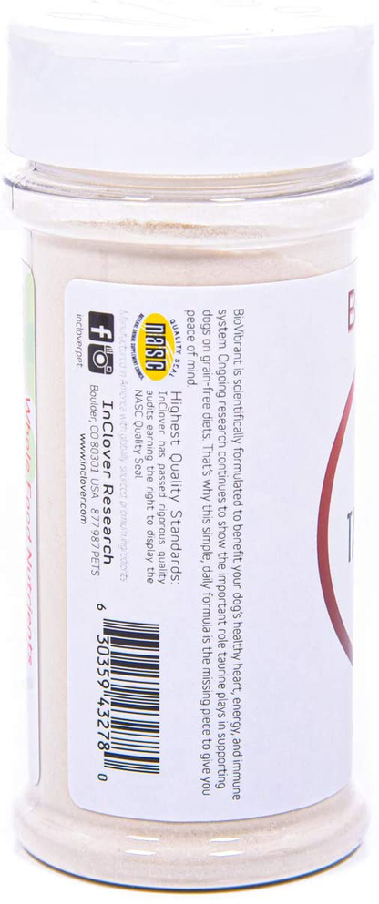 InClover, Dog Heart Health Supplement BioVibrant, Helps Support Dog Heart Health, Dog Supplement Treat Powder with Taurine Helps Pet Heart Health and Dog Weight Management, Dog Immune Support