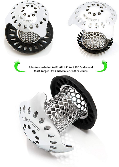 TubShroom Ultra Revolutionary Bath Tub Drain Protector Hair Catcher/Strainer/Snare, Stainless Steel