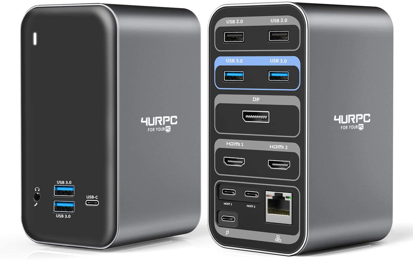 4URPC MacBook Pro Docking Station Dual Monitor HDMI 4K, 14-IN-2 USB C Triple Display Laptop Docking Station for MacBook Pro Air - 2x 4K HDMI, 6xUSB, SD TF Reader, RJ45 Ethernet, 3.5mm Audio/Mic, PD3.0