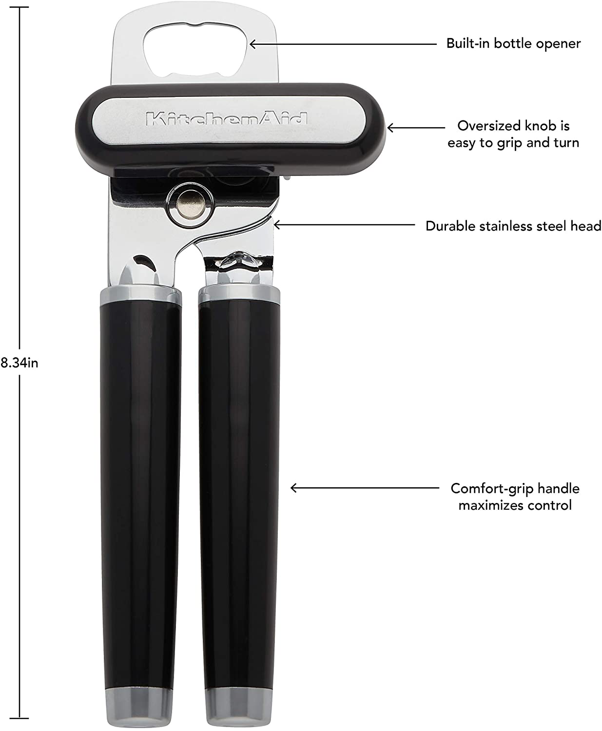 KitchenAid Classic Multifunction Can Opener / Bottle Opener, 8.34-Inch, Gray