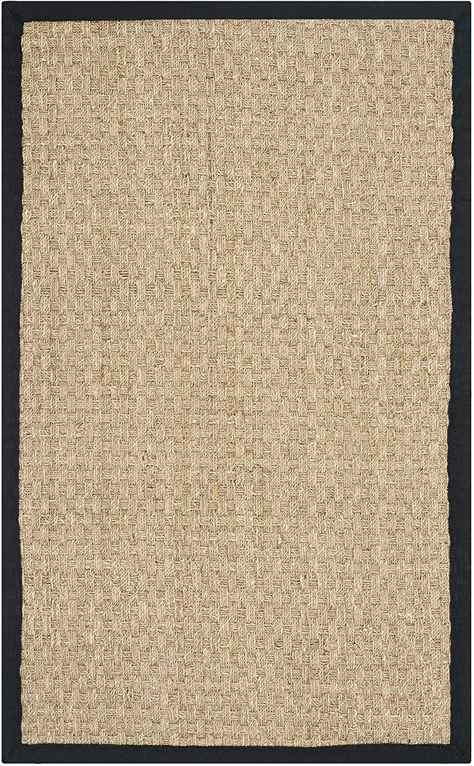 Safavieh Natural Fiber Collection NF114Q Border Basketweave Seagrass Runner, 2'6" x 6' , Dark Grey