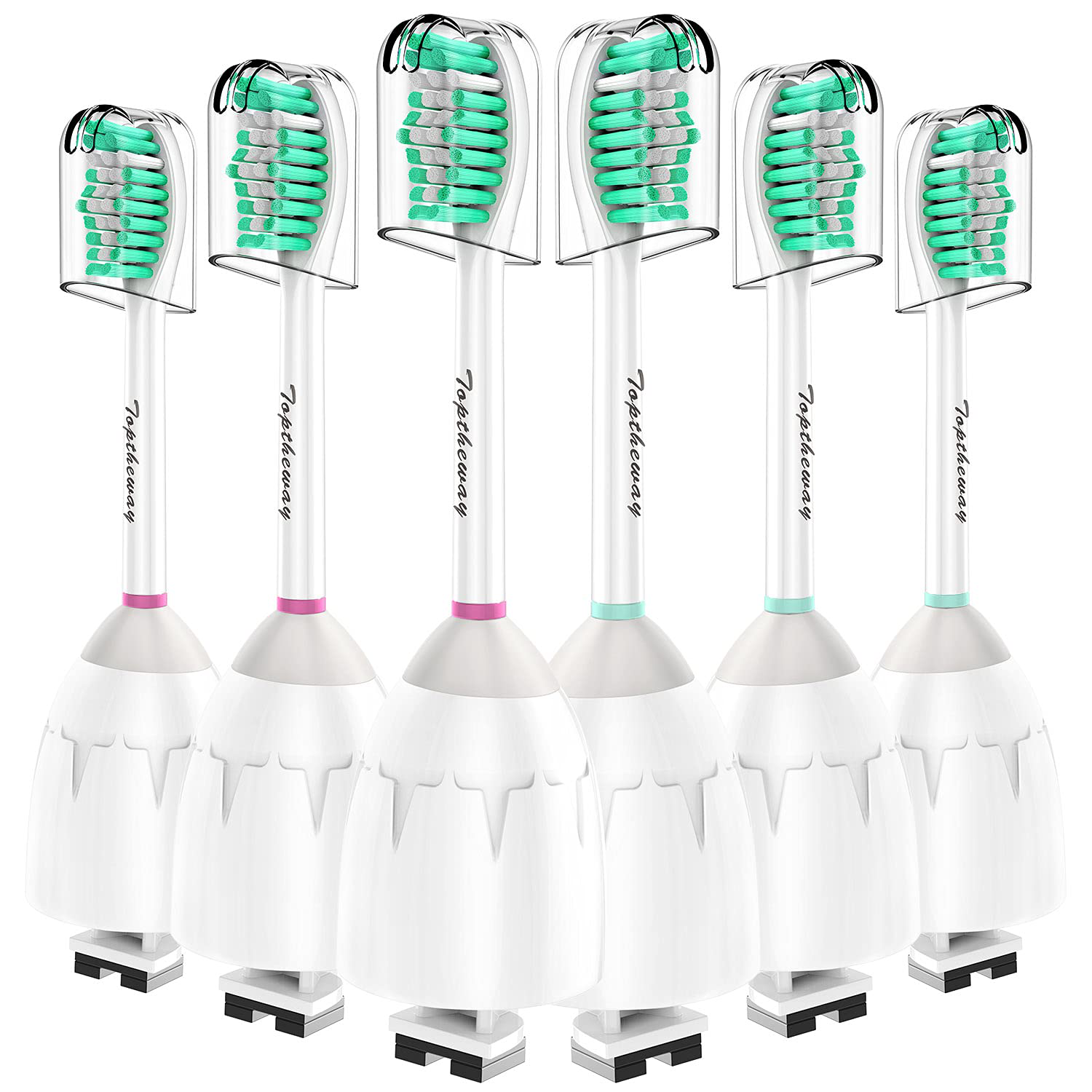 Toptheway Replacement Brush Heads for Sonicare E-Series Essence Xtreme Elite Advance and CleanCare Screw-On Toothbrush Handles HX7022/66, 6 Pack
