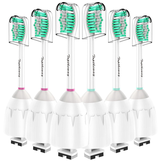 Toptheway Replacement Brush Heads for Sonicare E-Series Essence Xtreme Elite Advance and CleanCare Screw-On Toothbrush Handles HX7022/66, 6 Pack