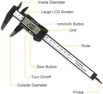 Digital Caliper, Sangabery 0-6 inches Caliper with Large LCD Screen, Auto - Off Feature, Inch and Millimeter Conversion Measuring Tool, Perfect for Household/DIY Measurment, etc