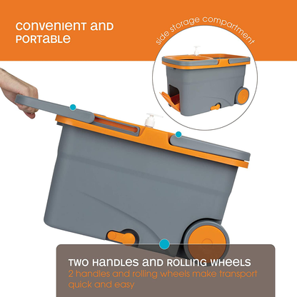 Casabella Microfiber Spin Mop and Bucket System with Replacement Head Refill, Graphite/Orange