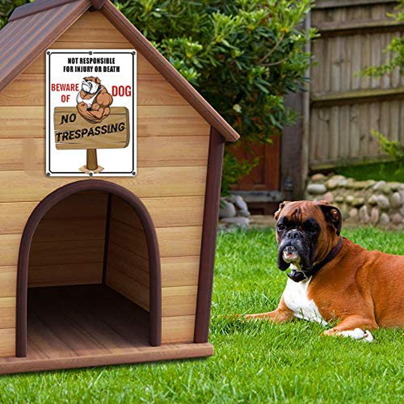 Beware of Dog Sign No Trespassing Signs for Fence Yard, Funny Dog Warning Sign