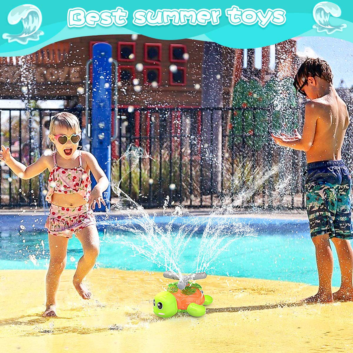 Growlsand Water Sprinkler for Kids - Spray Sprinkler Toys for Toddler Boys Girls Summer Outdoor Spinning Water Sprinkler Toy Age 3 4 5 6 7 8 9 + Year Old Great for Backyard Pool Lawn Beach Play