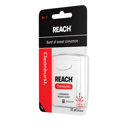 Reach Cleanburst Waxed Dental Floss, Oral Care, Cinnamon Flavored, 55 Yards (Pack of 6)