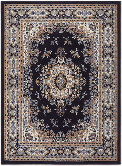 Home Dynamix Premium Sakarya Traditional Medallion Border Area Rug, Black, 5'2"x7'4" Rectangle