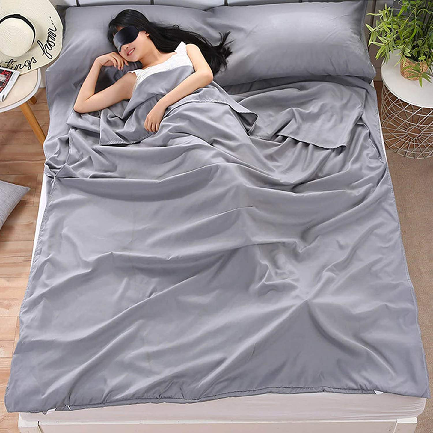 Camping Sleeping Bag Liner Lightweight Portable Clean Travel Sheet Sack for Hotel Train Trip Hiking Camping Outdoor Picnic