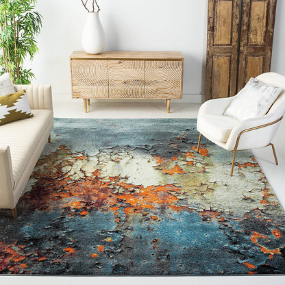 Safavieh Glacier Collection GLA125B Modern Abstract Non-Shedding Stain Resistant Living Room Bedroom Runner, 2'3" x 8' , Blue / Multi