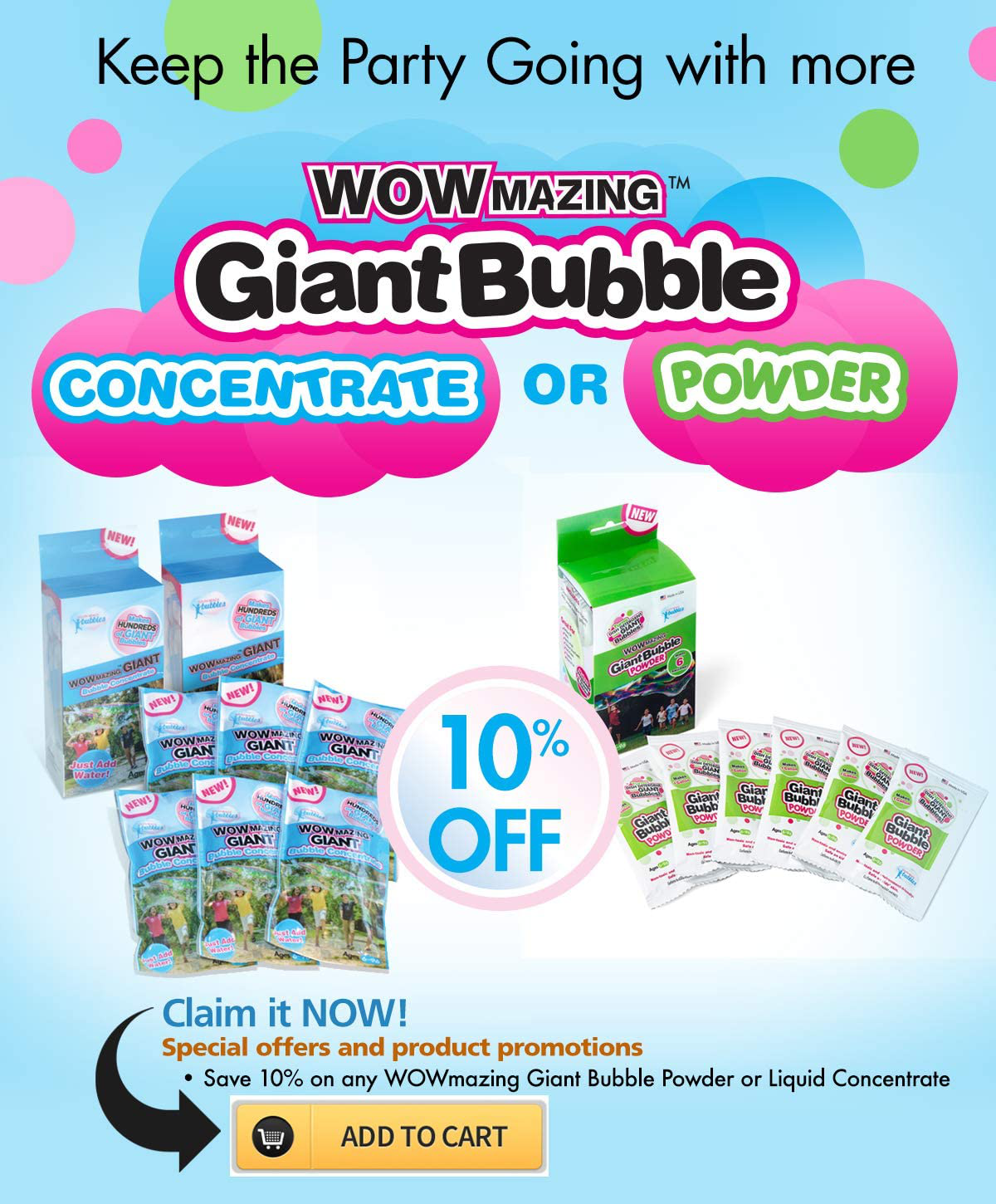 WOWMAZING Giant Bubble Wands Kit: (4-Piece Set) | Incl. Wand, Big Bubble Concentrate and Tips & Trick Booklet | Outdoor Toy for Kids, Boys, Girls | Bubbles Made in The USA - Standard Kit