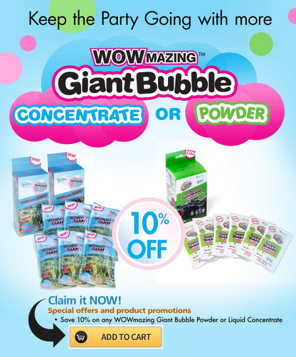 WOWMAZING Giant Bubble Wands Kit: (4-Piece Set) | Incl. Wand, Big Bubble Concentrate and Tips & Trick Booklet | Outdoor Toy for Kids, Boys, Girls | Bubbles Made in The USA - Standard Kit