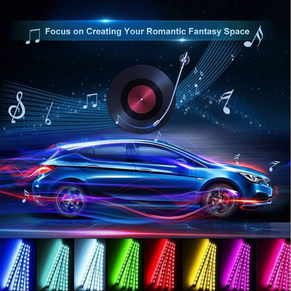 Led Interior Car Lights, Controller Led Lights for Cars, Multicolor Music Underglow Lighting Kits with Wireless Control and Sound Active Function, Car Charger Included, DC 12V