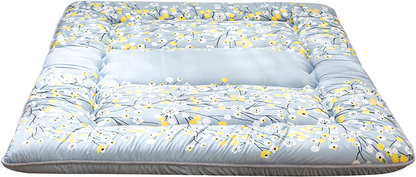 Floral Japanese Futon Floor Mattress, Bed Mattress Topper with Roll Up Design 