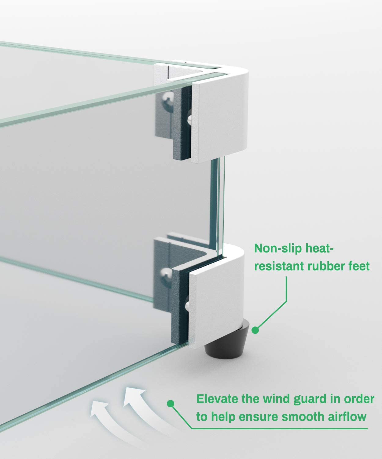 GASPRO 19.5 Inch Square Fire Pit Wind Guard for 28-32 Inch Fire Table and 14 Inch Drop-in Fire Pit Burner Pans, Clear Tempered Glass, 5/16 Inch Thick