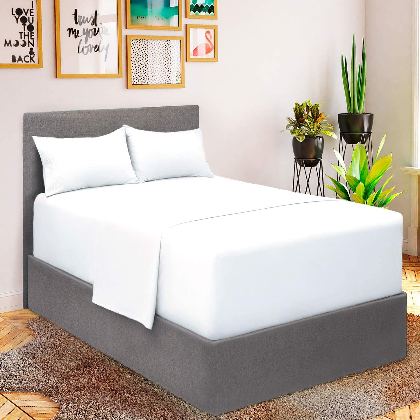 Mellanni Bed Sheet Set - Brushed Microfiber 1800 Bedding - Wrinkle, Fade, Stain Resistant - 3 Piece (Twin, Baby Blue)
